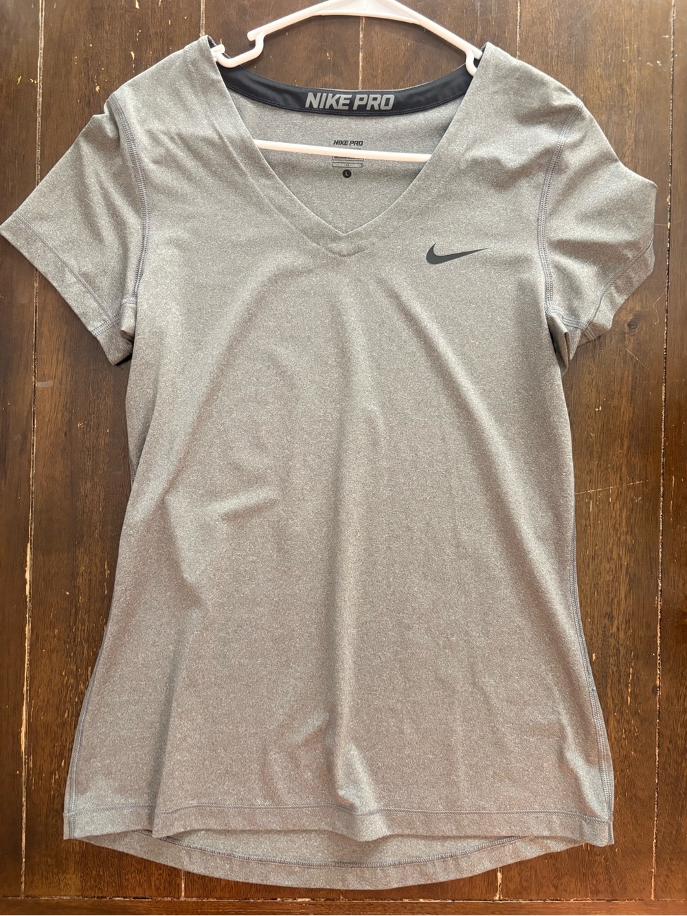 Nike Pro Women's Silver V-Neck Performance Tee
